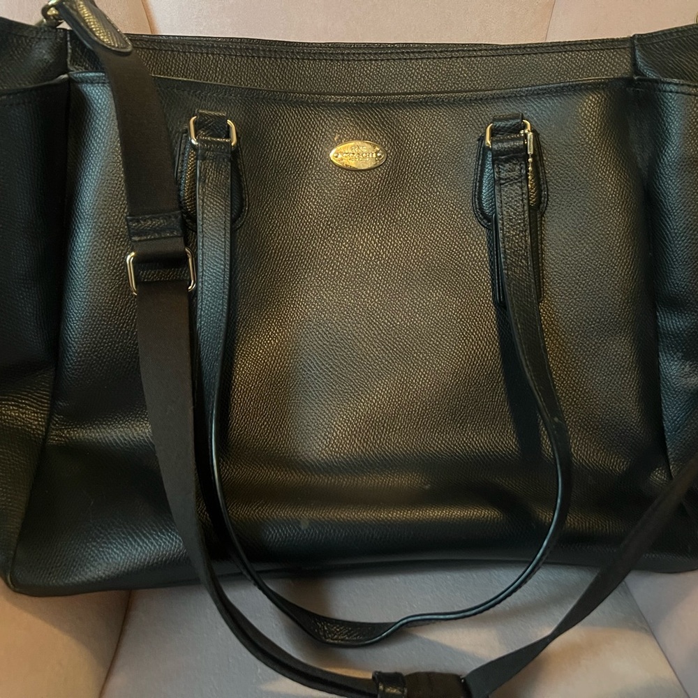 Coach Black Leather Baby / Diaper Bag